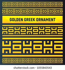 Ancient Greek ornament. Set of different sized antique golden borders. Great for logo, invitation, card, product packaging, header, logotype, poster, label, banners, brochure, UI elements.