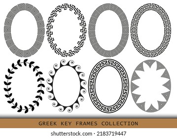 Ancient Greek oval frames patterns, set of antique borders from Greece