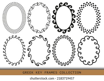 Ancient Greek oval frames patterns, set of antique borders from Greece