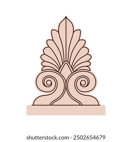 Ancient Greek palmette, classical architecture style. Antique stone decoration, ornate fan-shaped motif. Vintage marble decorative element. Flat vector illustration isolated on white background