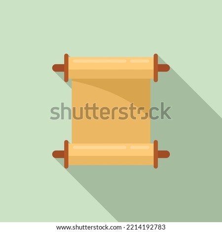 Ancient greek papyrus icon flat vector. Old bible. Roman paper