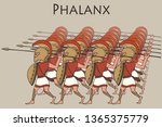 ancient greek phalanx, vector cartoon historical illustration of battle formation