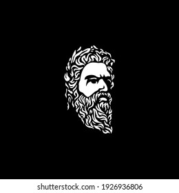 Ancient Greek Philosopher Figure Face Head Statue Sculpture Logo design