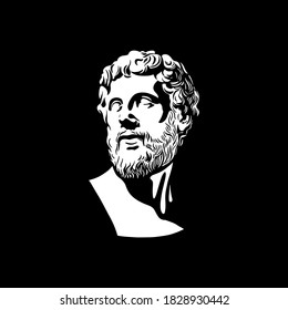 Ancient greek philosopher portrait. Vector illustration.