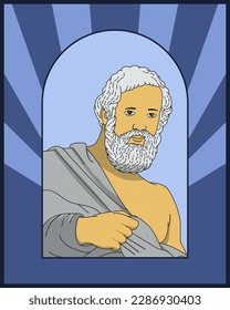 Ancient Greek philosopher and scientist vector illustration portrait.