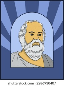 Ancient Greek philosopher and scientist vector illustration portrait.