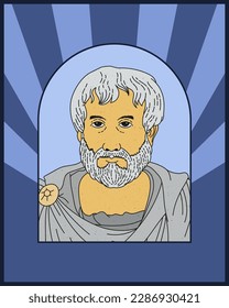 Ancient Greek philosopher and scientist vector illustration portrait.