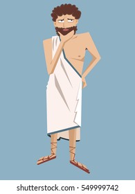 Ancient Greek Philosopher Vector Cartoon