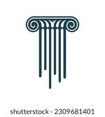 Ancient greek pillar or roman column icon, vector lawyer, legal attorney, law and justice symbol. Antique architecture element of court, university, temple or bank, history museum or library building