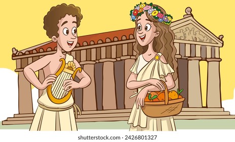 Hablan antiguos griegos y romanos. Ilustración de vector