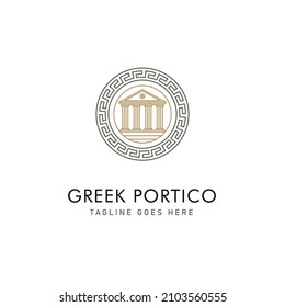 Ancient Greek or Romans architecture pillar or temple logo design vector, can be used also for law firm company svg