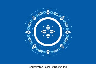 Ancient Greek round key pattern - meander art, mandala blue shape. Vector illustration. Islam, Arabic, Pakistan, Moroccan, Turkish, Indian, Spain.