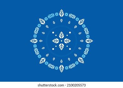 Ancient Greek round key pattern - meander art, mandala blue shape. Vector illustration. Islam, Arabic, Pakistan, Moroccan, Turkish, Indian, Spain.