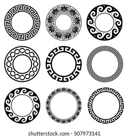 Ancient Greek round pattern - seamless set of antique borders from Greece 