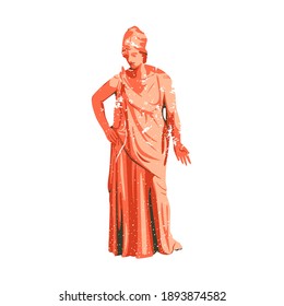 Ancient greek sculpture isolated on white vector illustration. Antique historical design element. Greece art, archeological museum emblem in cartoon style.