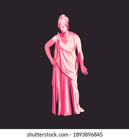 Ancient greek sculpture isolated on white vector illustration. Antique historical design element. Greece art, archeological museum emblem in cartoon style.