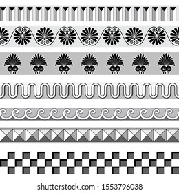 Ancient Greek seamless borders frames pattern set