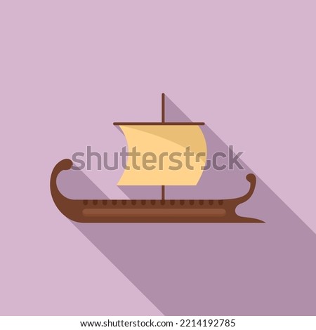 Ancient greek ship icon flat vector. Trireme boat. Roman vessel