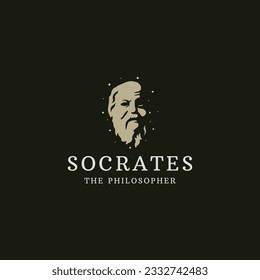 Ancient greek socrates the philosopher figure head logo icon design template flat vector