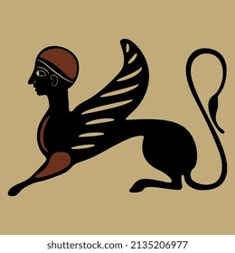 Ancient Greek Sphinx Fantastic Cat Female Stock Vector (Royalty Free ...