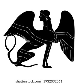 Ancient Greek Sphinx Fantastic Female Winged Stock Vector (Royalty Free ...