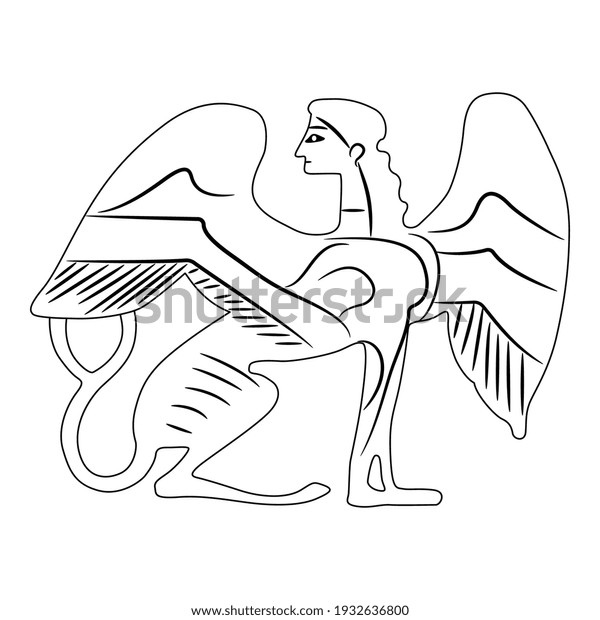 Ancient Greek Sphinx Fantastic Female Winged Stock Vector (Royalty Free ...