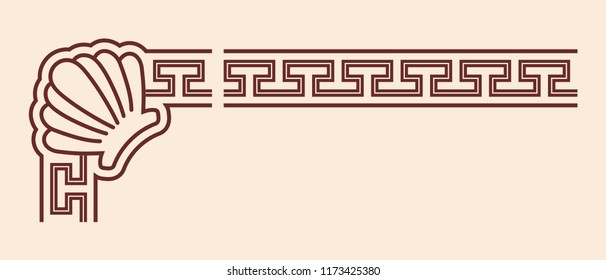 Ancient Greek stage with a corner element on a beige background.