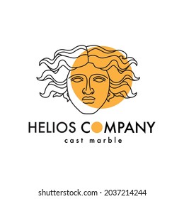 ancient greek sun Helios god monoline logo, simple minimalist god for brand logo template for, market, cafe or graphic design business. Vector Illustration