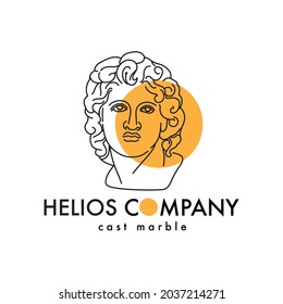 ancient greek sun Helios god monoline logo, simple minimalist god for brand logo template for, market, cafe or graphic design business. Vector Illustration