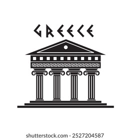 ancient greek symbol with temple isolated on white background