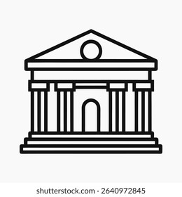 Ancient Greek temple architecture: vector illustration of classic stone columns, a symbol of law and justice	