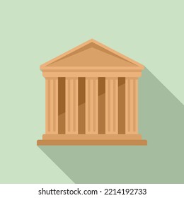 Ancient Greek Temple Icon Flat Vector. Parthenon Column. Greece Pillar