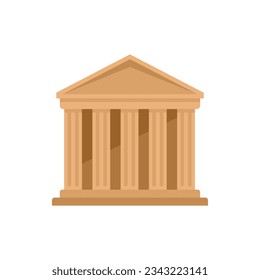 Ancient greek temple icon flat vector. Parthenon column. Greece pillar isolated