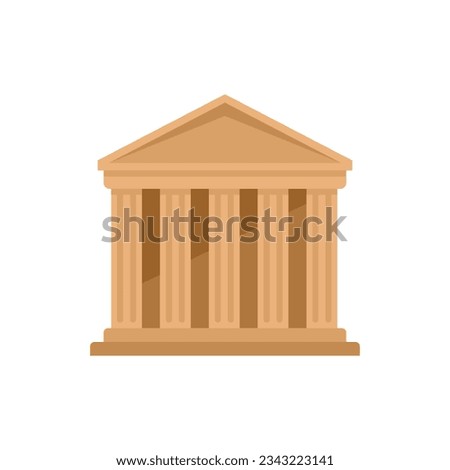 Ancient greek temple icon flat vector. Parthenon column. Greece pillar isolated