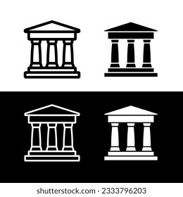 Ancient Greek temple icon. Symbol of history and museum. Building or architecture pictogram.