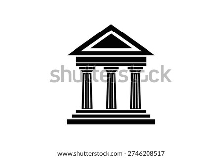 Ancient greek temple with iconic columns and triangular pediment Vector