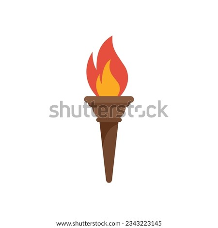 Ancient greek torch icon flat vector. Greece runner. Sport flame isolated