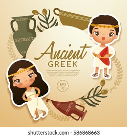 Ancient Greek traditional costumes : Vector Illustration