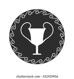 Ancient greek vase. Goblet icon isolated on white background. Logo with cup
