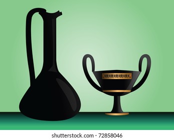 Ancient greek vase series V, Oinochoe and kantaros