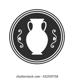 Ancient greek vase. Greek urn for olive oil with ornament vector illustration. Amphora icon isolated on white background