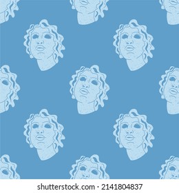 Ancient Greek Venus, seamless pattern. Venus Greek, Greek statue prints seamless pattern concept. Flat design, cartoon, vector illustration. All elements are isolated.
