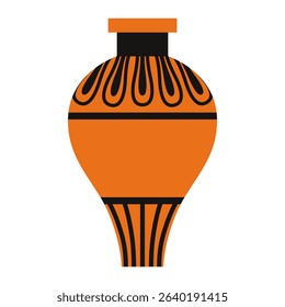 Ancient Greek vessel illustration with an elongated shape and black ornamental patterns on terracotta background. Suitable for projects related to classical history, archaeology, and ancient culture.
