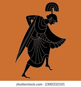 Ancient Greek warrior goddess Athena or Minerva. Vase painting style.