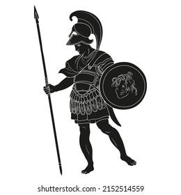 Ancient Greek Warrior Spears Shields Their Stock Vector (Royalty Free ...