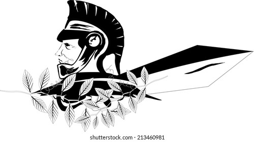 Ancient greek warrior's head