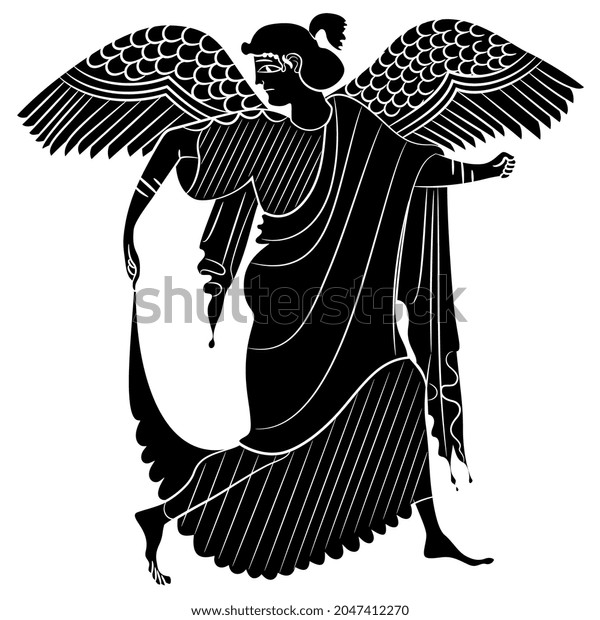 Ancient Greek Winged Goddess Nike Vase Stock Vector (Royalty Free ...