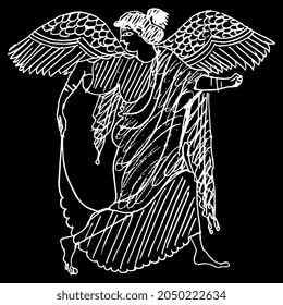 Ancient Greek Winged Goddess Vase Painting Stock Vector (Royalty Free ...