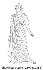 Ancient greek woman goddess in tunic. Figure isolated on white background
