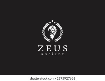 Ancient greek zeus logo design. Vintage zeus logo vector